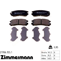 21706.155.1 Zimmermann Задние тормозные колодки на HYUNDAI SANTAMO с двигателем 2.0 16V