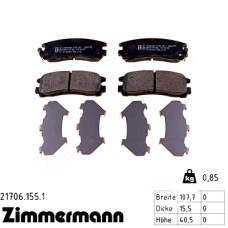 21706.155.1 Zimmermann Задние тормозные колодки на HYUNDAI SANTAMO с двигателем 2.0 16V
