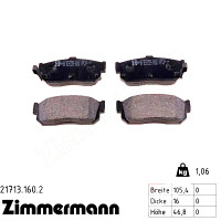 21713.160.2 Zimmermann Задние тормозные колодки на OPEL ASTRA G КУПЕ (T98) с двигателем 1.8 16V (F07)