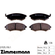21725.170.1 Zimmermann Передние тормозные колодки на HYUNDAI SONATA II (Y-2) с двигателем 2.0 i