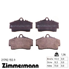 Задние тормозные колодки 217921559 Otto Zimmermann