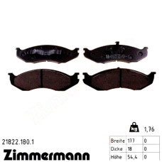 Передние тормозные колодки 218221801 Otto Zimmermann