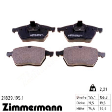 Передние тормозные колодки 218291951 Otto Zimmermann