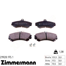 Передние тормозные колодки 219201751 Otto Zimmermann