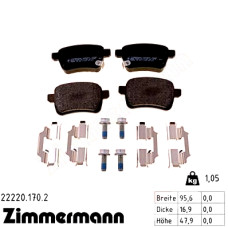 Задние тормозные колодки 222201702 Otto Zimmermann