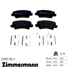 Задние тормозные колодки 229011552 Otto Zimmermann