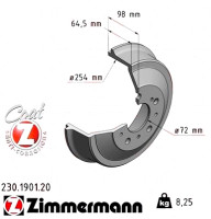 Задній гальмівний барабан 230190120 Otto Zimmermann CoatZ
