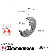 230.1902.20 Zimmermann Задний тормозной барабан 219x185 на FIAT CINQUECENTO (170_) с двигателем 0.7 i (170AD)