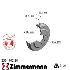 230.1902.20 Zimmermann Задний тормозной барабан 219x185 на FIAT CINQUECENTO (170_) с двигателем 0.9 i.e. S (170AF, 170CF)