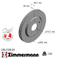 230.2310.20 Zimmermann Передний тормозной диск 302x28 на VW ROUTAN с двигателем 4.0