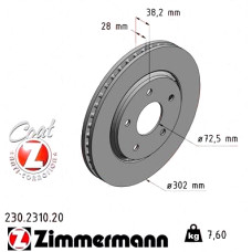 Передний тормозной диск 302x28 230231020 Otto Zimmermann CoatZ