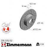 Спортивный задний тормозной диск с перфорацией 251x10 230235252 Otto Zimmermann Sport Z