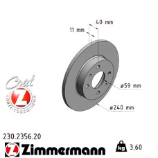 Передний тормозной диск 240x11 230235620 Otto Zimmermann CoatZ