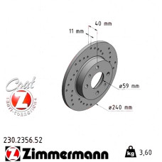 Спортивный передний тормозной диск с перфорацией 240x11 230235652 Otto Zimmermann Sport Z