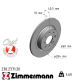 Задний тормозной диск 264x10 230237120 Otto Zimmermann CoatZ