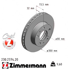 Передний тормозной диск 300x32 230237420 Otto Zimmermann CoatZ