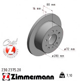 Задний тормозной диск 280x16 230237520 Otto Zimmermann CoatZ