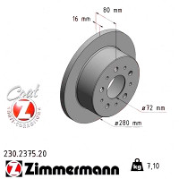 230.2375.20 Zimmermann Задний тормозной диск 280x16 на FIAT DUCATO ФУРГОН (250_, 290_) с двигателем 130 Multijet 2,3 D