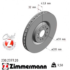 Передний тормозной диск 310x32 230237720 Otto Zimmermann CoatZ
