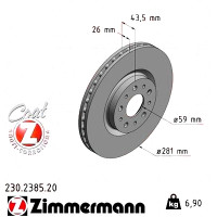 Передній гальмівний диск 281x26 230238520 Otto Zimmermann CoatZ