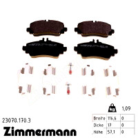 23070.170.3 Zimmermann Передние тормозные колодки на MERCEDES-BENZ A-CLASS (W168) с двигателем A 170 CDI (168.009, 168.109)
