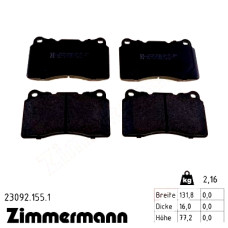 Передние тормозные колодки 230921551 Otto Zimmermann
