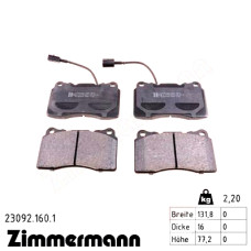 Передние тормозные колодки 230921601 Otto Zimmermann