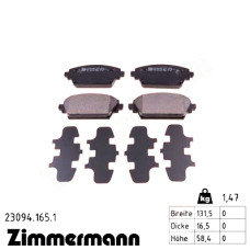 Передние тормозные колодки 230941651 Otto Zimmermann