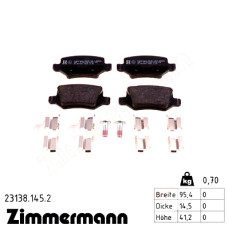 Задние тормозные колодки 231381452 Otto Zimmermann
