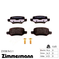Задние тормозные колодки 231389451 Otto Zimmermann rd:z