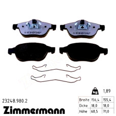 Передние тормозные колодки 232489802 Otto Zimmermann rd:z