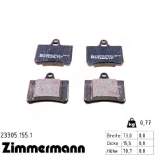 Задние тормозные колодки 233051551 Otto Zimmermann