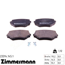 Передние тормозные колодки 233141451 Otto Zimmermann