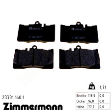 Передние тормозные колодки 233311601 Otto Zimmermann