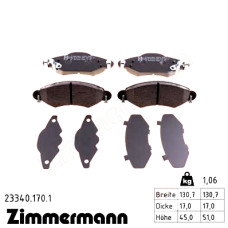 Передние тормозные колодки 233401701 Otto Zimmermann