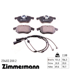Передние тормозные колодки 234022002 Otto Zimmermann
