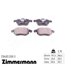 Передние тормозные колодки 234022003 Otto Zimmermann