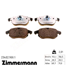 Передние тормозные колодки 234029001 Otto Zimmermann rd:z