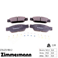 23423.180.2 Zimmermann Передние тормозные колодки на JAGUAR S-TYPE (X200) с двигателем 2.7 D