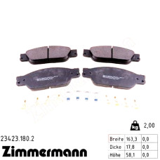 Передние тормозные колодки 234231802 Otto Zimmermann