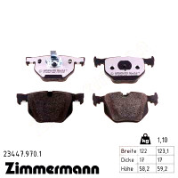 23447.970.1 Zimmermann rd:z Задні гальмівні колодки на BMW 7 (E65, E66, E67) з двигуном 735 i, Li