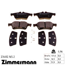 Задние тормозные колодки 234821652 Otto Zimmermann
