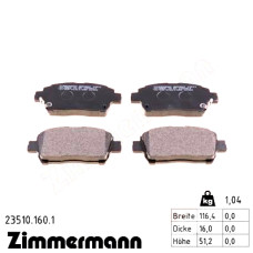 Передние тормозные колодки 235101601 Otto Zimmermann