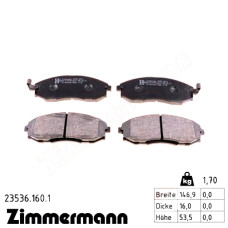 23536.160.1 Zimmermann Передние тормозные колодки на HYUNDAI H-1 / STAREX ВЭН (A1) с двигателем 2.5 TD 4WD