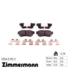 23543.155.2 Zimmermann Задние тормозные колодки на HYUNDAI MATRIX (FC) с двигателем 1.5 CRDi VGT