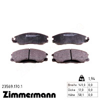 23569.170.1 Zimmermann Передние тормозные колодки на HYUNDAI H-1 / STAREX ВЭН (A1) с двигателем 2.5 CRDi 4WD