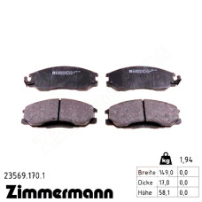 23569.170.1 Zimmermann Передние тормозные колодки на HYUNDAI SANTA FÉ I (SM) с двигателем 2.4 16V