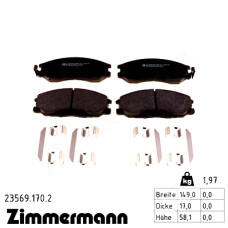 23569.170.2 Zimmermann Передние тормозные колодки на HYUNDAI SANTA FÉ I (SM) с двигателем 2.4 16V