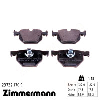 23732.170.9 Zimmermann Задние тормозные колодки на BMW 5 Touring (E61) с двигателем 530 xi