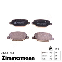 23760.175.1 Zimmermann Задні гальмівні колодки на ALFA ROMEO 159 (939_) з двигуном 1.9 JTDM 16V (939AXF1B, 939AXC1B)